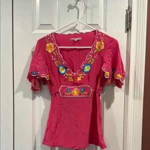 Women's Embroidered Pink Blouse - Nanette Lepore